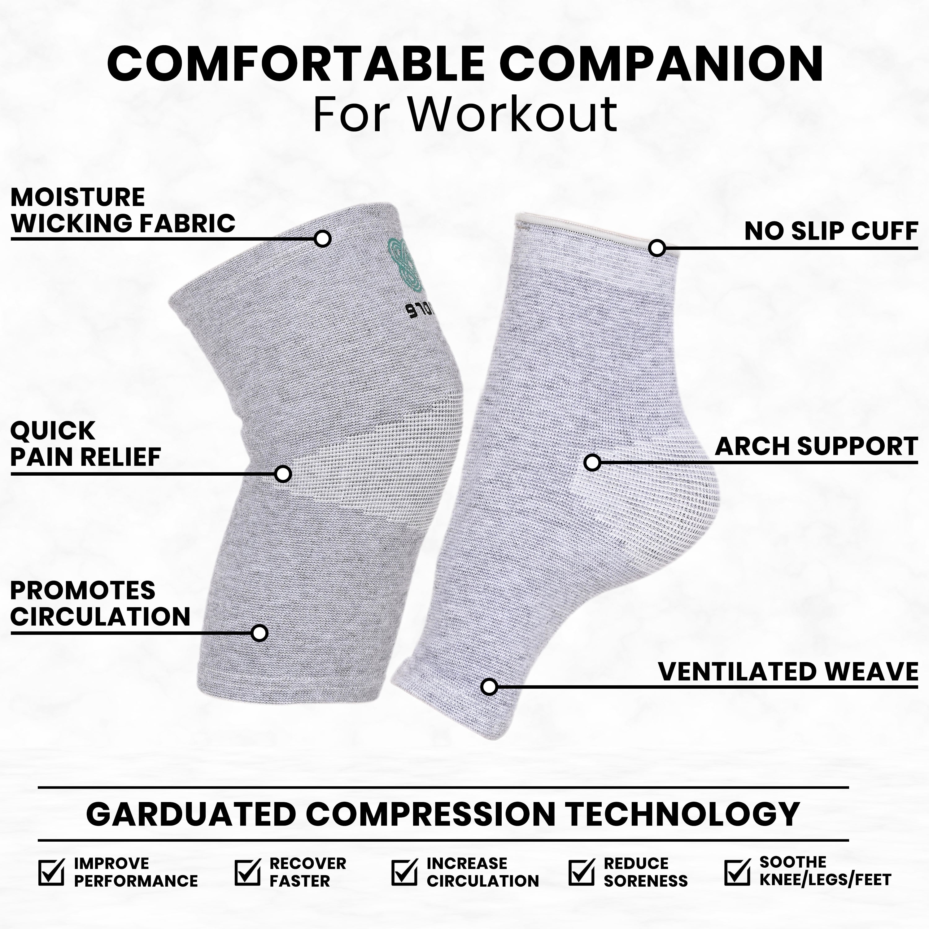 Remore® Bamboo Knee + Ankle Sleeve Combo